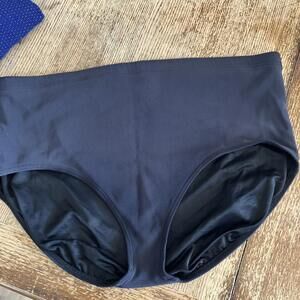 Land’s' End BLACK Swim Brief Tummy Control  High Waisted  Bottom 24 W Ribbed